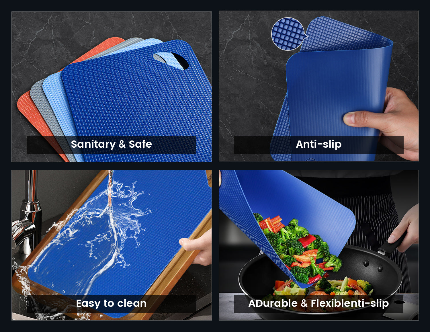 Large Wood Cutting Boards, 7 Pieces Over Sink Chopping Board with Holder, Plastic Cutting Board Mats, Juice Groove, Handle Hole, Reversible Butcher Block for Meat Cheese Bread