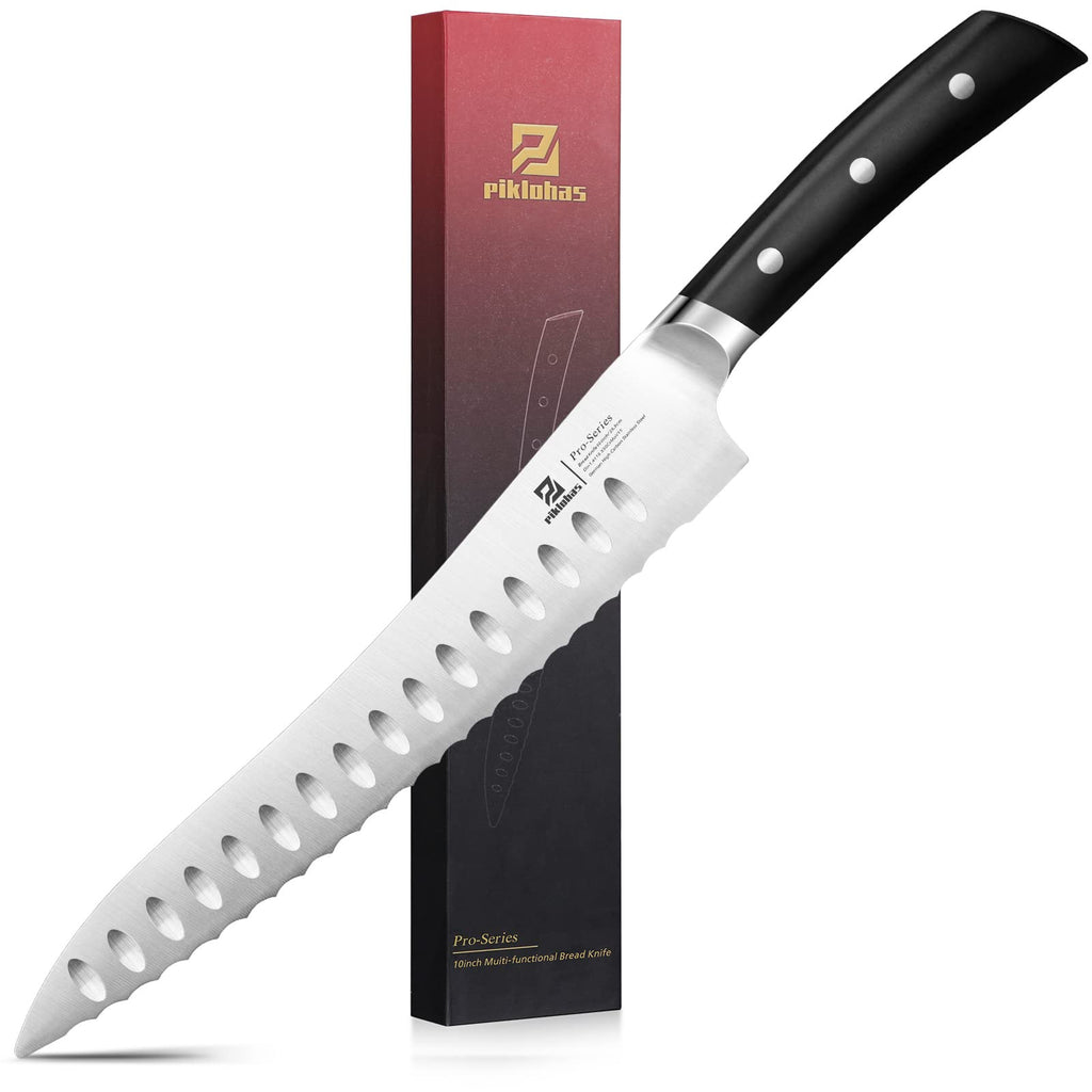 Resharpenable Bread Knife, 10-inch Multifunction Serrated Knife, German HC Stainless Steel Bread Cutting Knife With Innovative Wavy Edge For Efficient Slicing, Razor Sharp For Homemade Bread